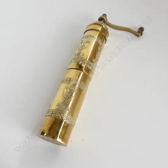 ENGRAVED BRASS PEPPER MILL H. 230mm - MADE IN GREECE