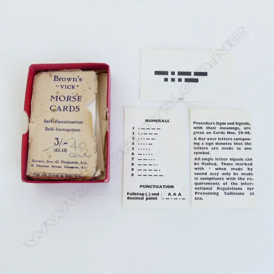 WORLD WAR II VINTAGE BROWN’S “VICK” MORSE CODE CARDS COMPLETE SET GREAT BRITAIN