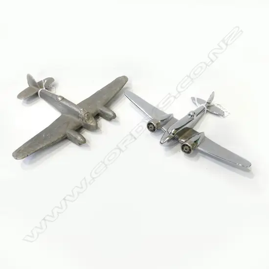 2 X VINTAGE PLANES. Bristol Fighters, 1 metal, 1 chrome. L.175mm & 155mm