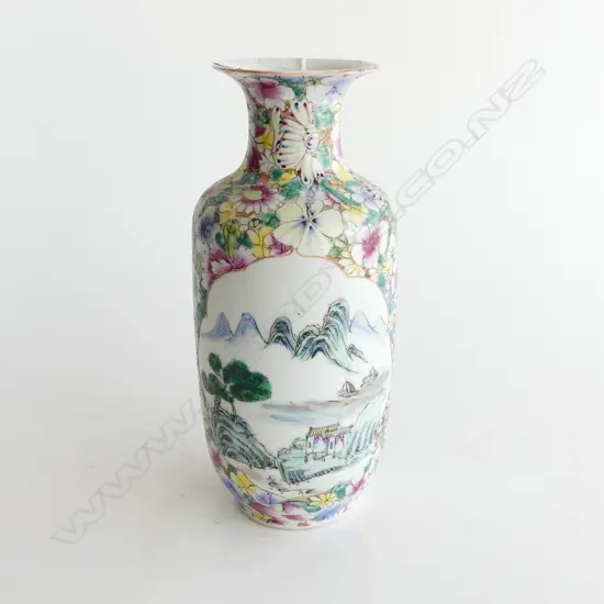 CHINESE FAMILLE ROSE VASE H.290mm restored rim