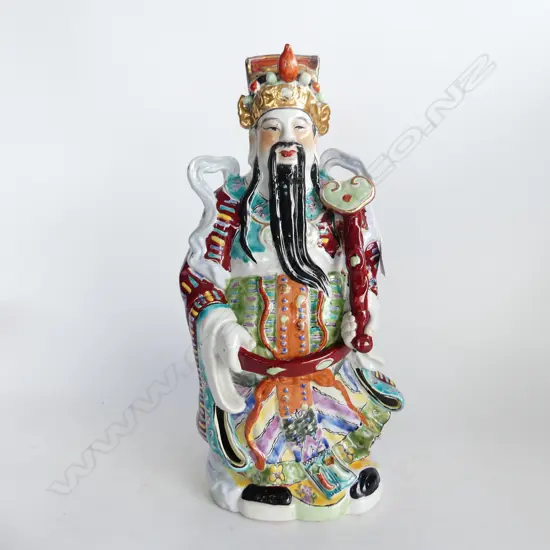 XL PORCELAIN CHINESE FIGURE - GUAN YU, GOD OF WAR, H. 450mm