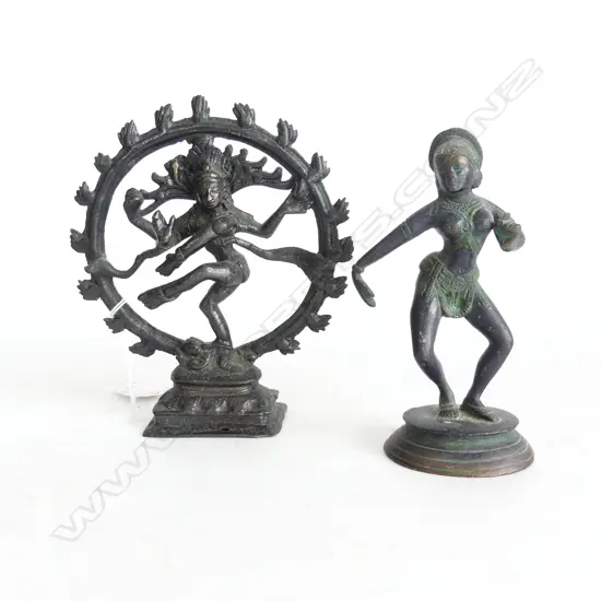 2 BRONZE CAST HINDU DEITIES H. 150, 135mm