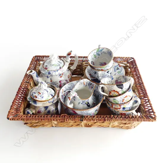19THC IRONSTONE TEA SET, SMALL/CHILDS?. 17PC, SOME DAMAGE