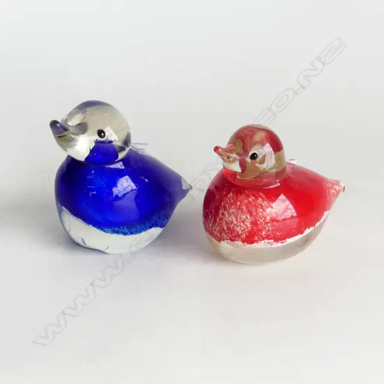 2 GLASS DUCKS. H.90 & 80mm