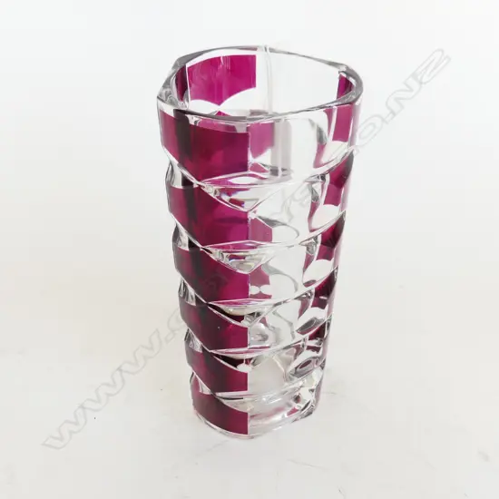 MID-CENTURY FRENCH FACETED VASE IMPRESSED FRANCE L. 170mm