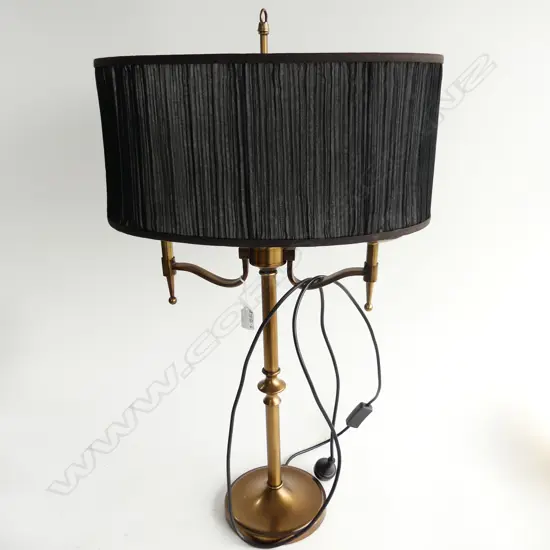 DESIGNER LAMP WITH SHADE bronzed metal Twin light. Base H.750mm