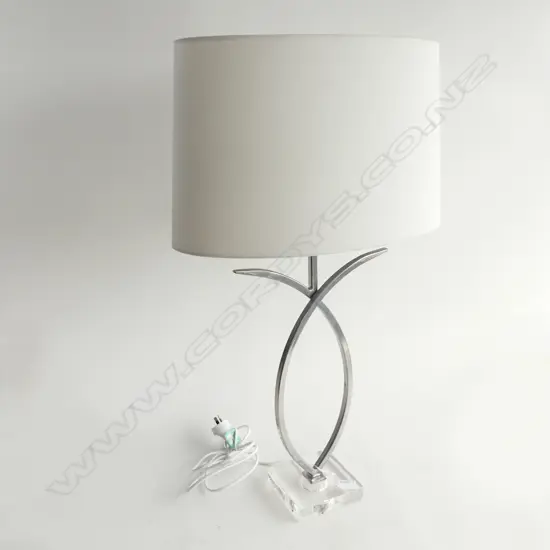 DESIGNER LAMP WITH SHADE chromed modernist base. Base H.540mm