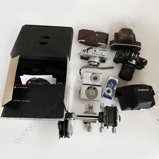 TRAY OF CANON CAMERAS & ACCESSORIES