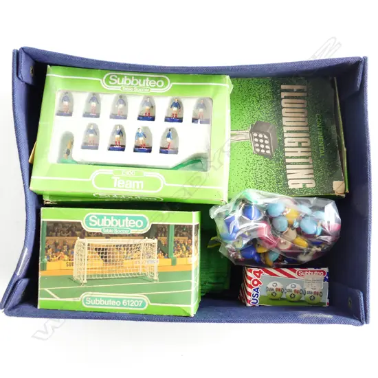 BOX OF VINTAGE SUBBUTEO SOCCER PIECES - SOME IN ORIGINAL BOXES