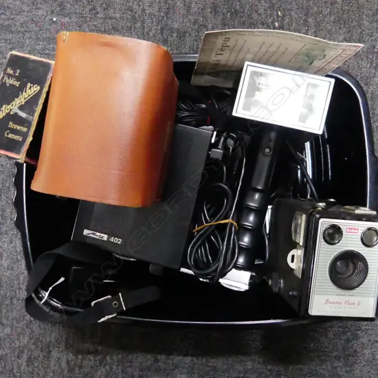 BOX LOT ASST. CAMERAS; BOX BROWNIES ETC