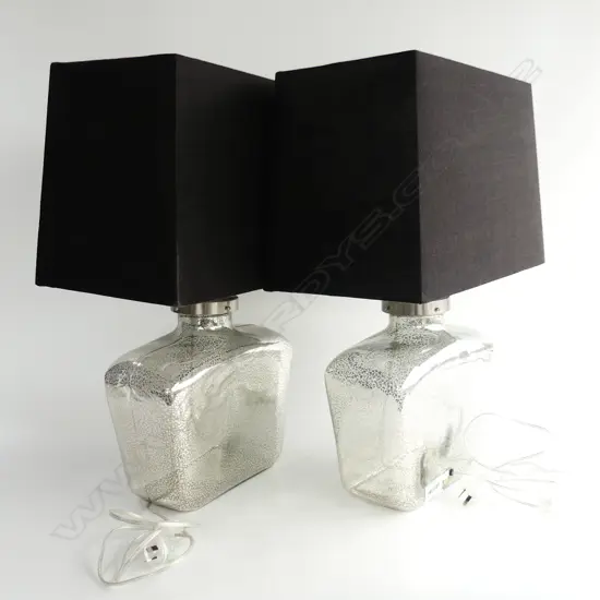 PR DESIGNER LAMPS WITH SHADES glass w silver mottling Base H.310mm