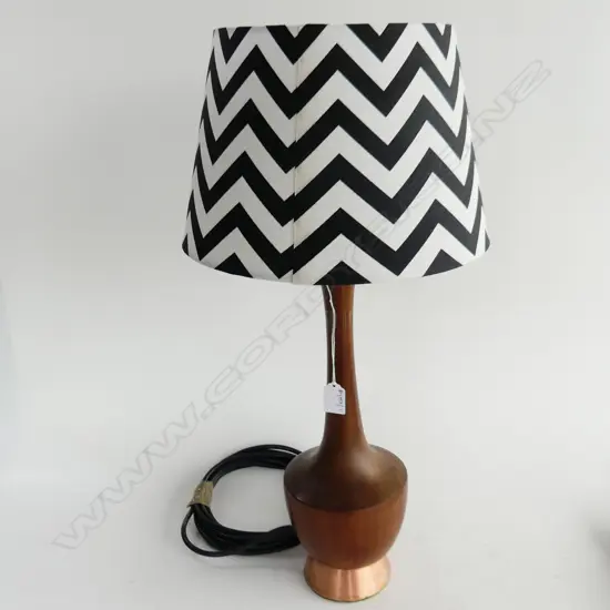RETRO LAMP, TURNED MAHOGANY BASE H.610mm