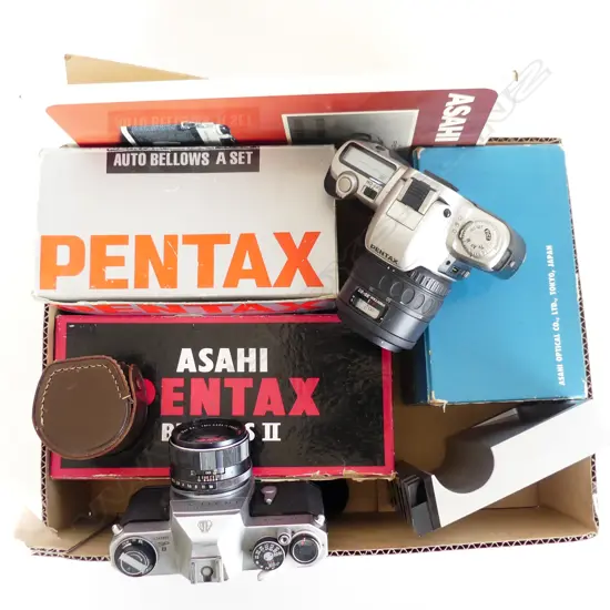 TRAY OF PENTAX CAMERAS & ACCESSORIES