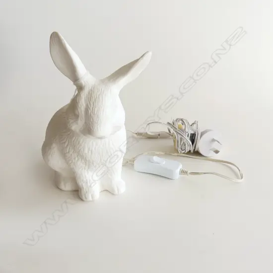 WHITE CERAMIC RABBIT LAMP H.185mm