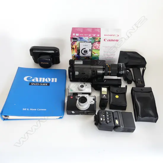 TRAY OF CANON CAMERAS & ACCESSORIES