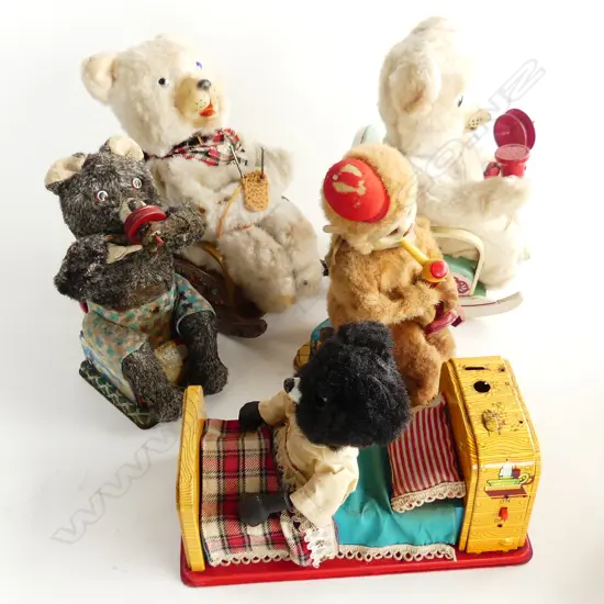 5 VINTAGE JAPANESE BATTERY OPERATED BEARS
