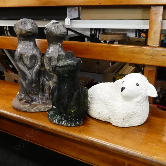 3 CONCRETE GARDEN ANIMAL ORNAMENTS H.320mm