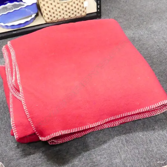 2 DOUBLE SIZE VINTAGE RED WOOL BLANKETS