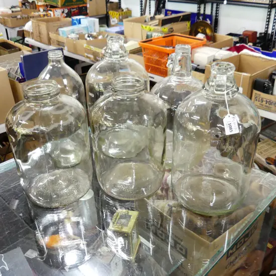 6 LARGE  GLASS BOTTLES