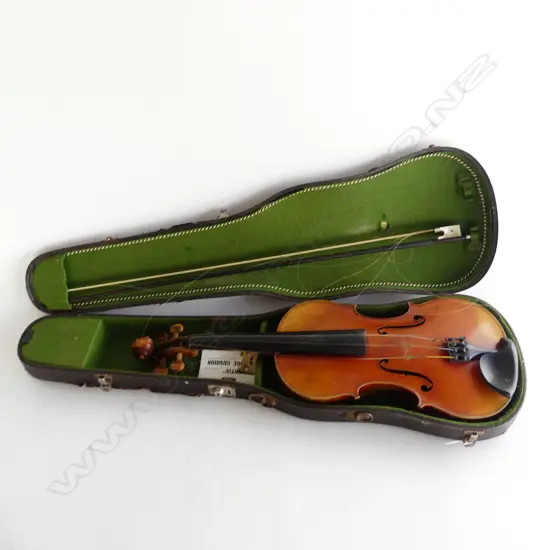OLD CASED VIOLIN WITH BOW C1900 