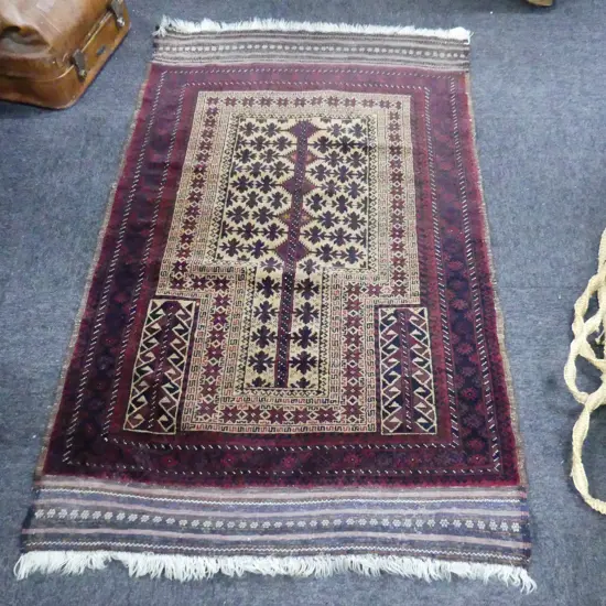 HAND KNOTTED ALL WOOL PRAYER RUG 1400x830mm