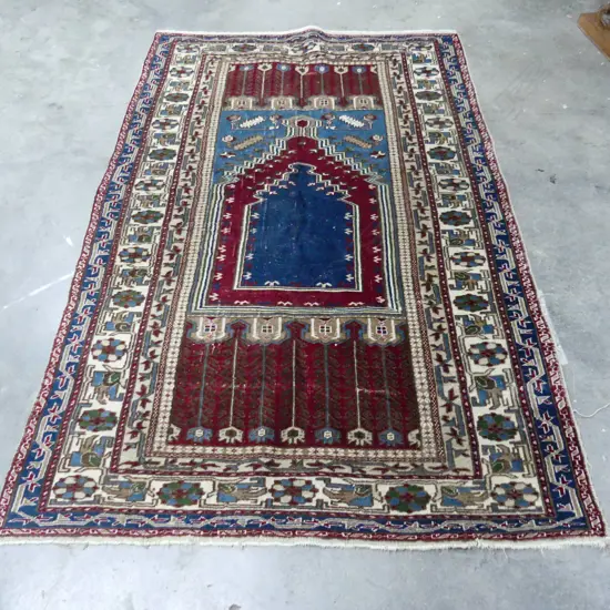 HAND KNOTTED ALL WOOL TURKISH PRAYER RUG 1950x1220mm