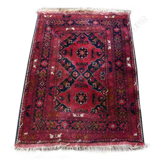 AFGHAN RUG H/KNOTTED ALL WOOL 1400x1040mm