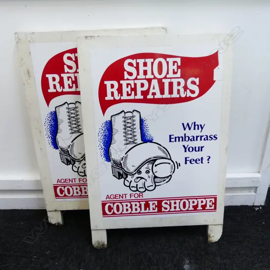 2 RETRO SHOE REPAIR SIGNS H630MM