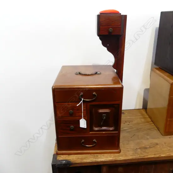 JAPANESE WOODEN SEWING BOX, 5-DRAWER, (ADDIT SM DRAWER TO TOP) 260 x 270 x 500mm