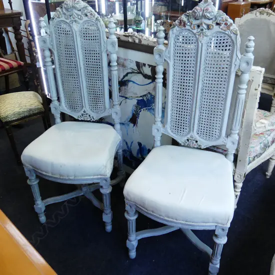 PR WHITE PAINTED ORNATE FRENCH STYLE CHAIRS H.1270mm