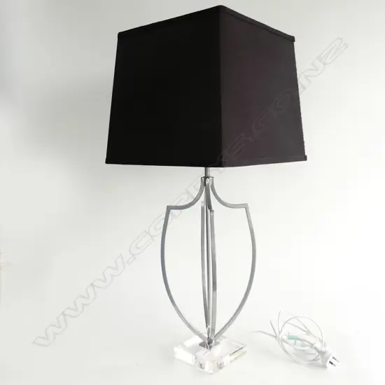 DESIGNER LAMP WITH SHADE chromed modernist base. Base H.540mm