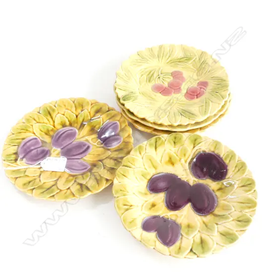 5 SARREGUEMINES MAJOLICA SIDE PLATES 195mm dia (1 w. CHIPS TO BACK)