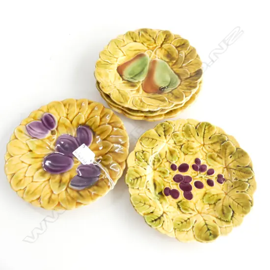 5 SARREGUEMINES MAJOLICA SIDE PLATES 195mm dia