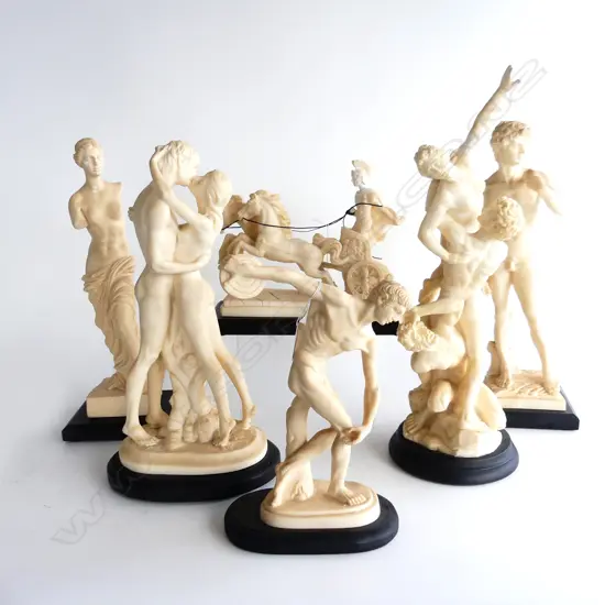 6 VINTAGE RESIN SCULPTURES OF CLASSICAL GREEK FIGURES a couple of repairs Tallest 475mm.