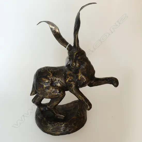 BRONZE LEAPING HARE H400MM