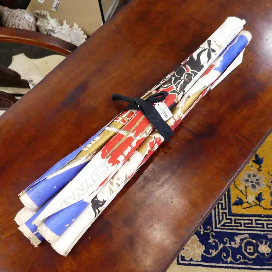 FOUR ROLLS OF HAND-STENCILLED VICTORIAN WALLPAPER BY SANDERSON  