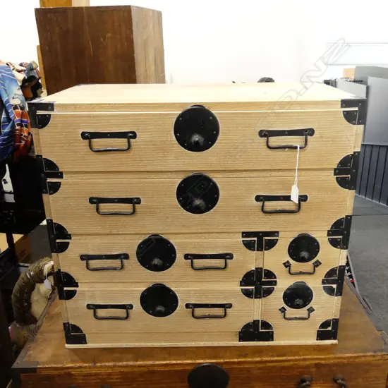 OLD JAPANESE UTILITY CABINET pale finish H.580mm 6 drawer