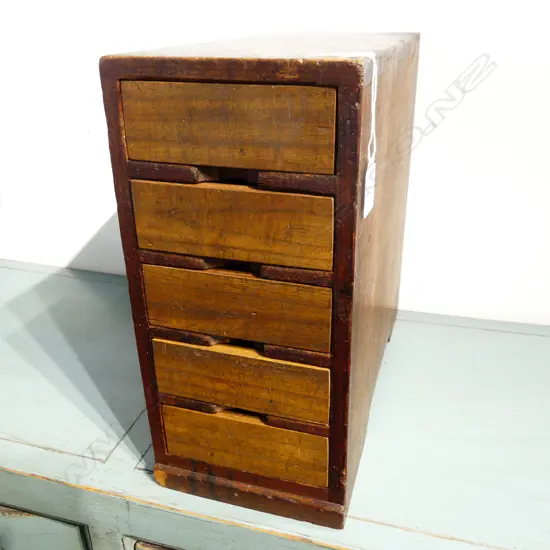 JAPANESE TALL WOODEN SMALL CHEST, 5-DRAWER, 170 x 380 x 360mm