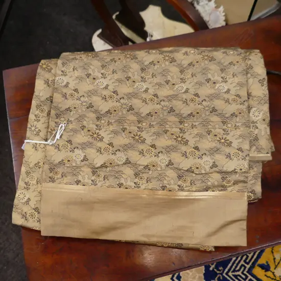 19TH C SILK BROCADE FINELY HANDWOVEN MARU OBI  W.330 L.4000mm