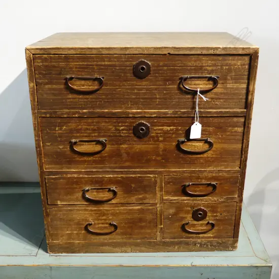 OLD JAPANESE UTILITY CABINET H.480mm 6 drawer