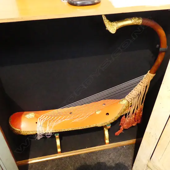 SAÙNG-GAUK Arched Harp. BURMA (MYANMAR) C1960.  BOX H.965mm...