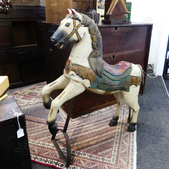 CARVED & PAINTED WOOD CAROUSEL TYPE HORSE