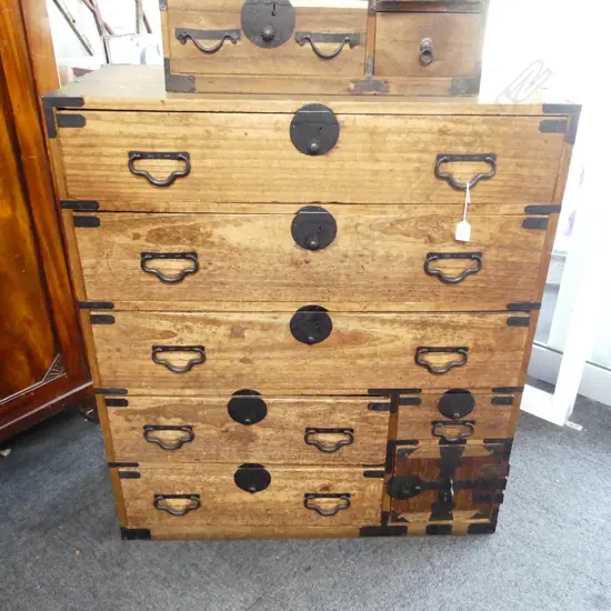 EARLY 1900’S KIMONO CHEST WITH SAFE H1010 W 900 D410MM 5 drawer + safe cupboard