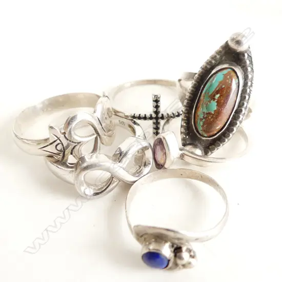 6 STG SILVER RINGS 16 GRAMS