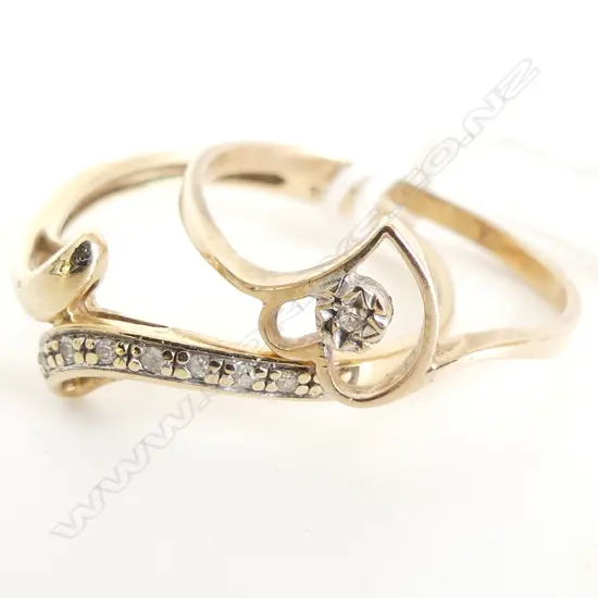 2 9CT DIAMOND RINGS 2.4 GRAMS