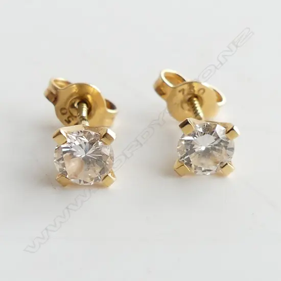 PAIR 18CT GOLD AND DIAMOND STUD EARRINGS - (0.33ct each earring) TDW 0.66CT