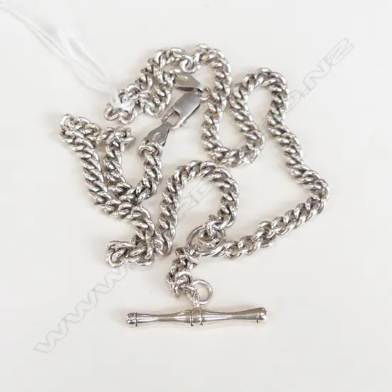 SILVER CURB LINK ALBERT CHAIN L.440mm