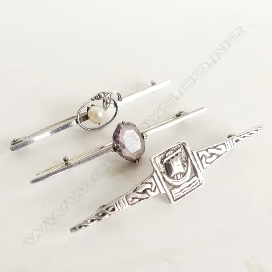 3 STG SILVER BAR BROOCHES 10 GRAMS