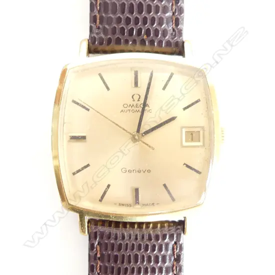 OMEGA GENEVE GENT'S AUTOMATIC WRIST WATCH - LEATHER STRAP - WORKING