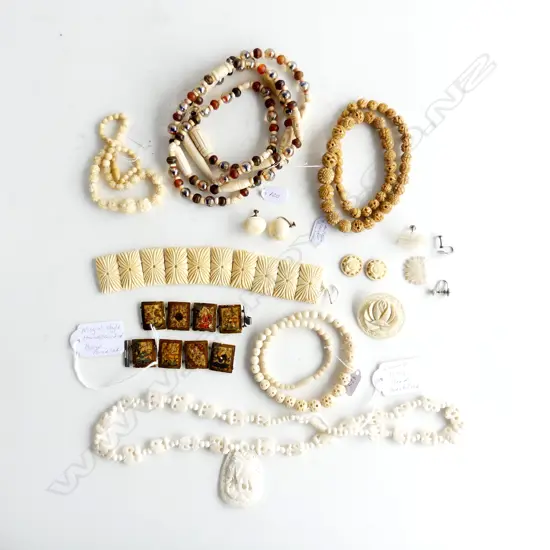ASST BONE & IVORY JEWELLERY; NECKLACES, EARRINGS ETC... SOME A/F